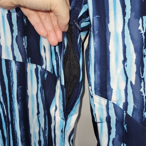 Descent Norah Women’s Insulated Snow Ski Stripe Pattern blue white pants Size 8 - Picture 6 of 12